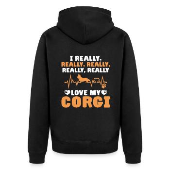 Corgi Gifts for Corgi Lovers - Unisex Premium Organic Zip Hoodie - black - Back - Nico (187cm)