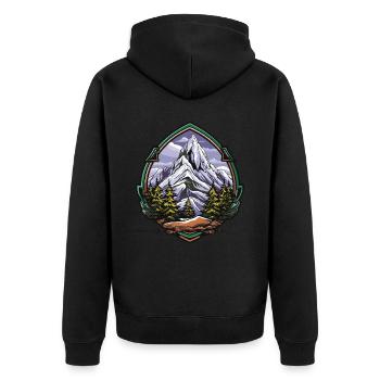 Eisberge Mountains Gipfel - Unisex Premium Bio Zip Hoodie - Schwarz - Hinten - Nico (187cm)