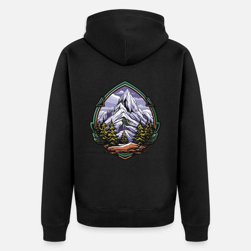 Eisberge Mountains Gipfel - Unisex Premium Bio Zip Hoodie - Schwarz