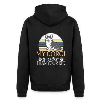 Corgi Gifts for Corgi Lovers - Unisex Premium Organic Zip Hoodie - black - Back - Nico (187cm)