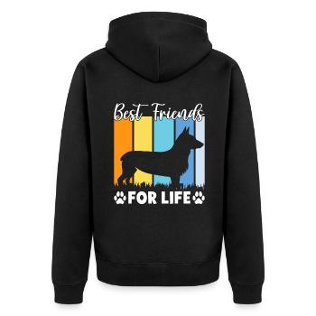 Corgi Gifts for Corgi Lovers - Unisex Premium Organic Zip Hoodie - black - Back - Nico (187cm)