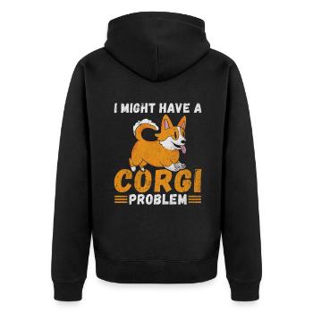 Corgi Gifts for Corgi Lovers - Unisex Premium Organic Zip Hoodie - black - Back - Nico (187cm)