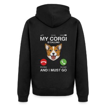 Corgi Gifts for Corgi Lovers - Unisex Premium Organic Zip Hoodie - black - Back - Nico (187cm)