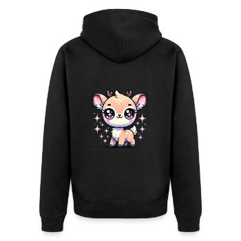 Super Cute Kawaii Baby Deer - Unisex Premium Bio Zip Hoodie - Schwarz - Hinten - Nico (187cm)