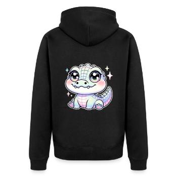 Super Cute Kawaii Baby Crocodile - Unisex Premium Bio Zip Hoodie - Schwarz - Hinten - Nico (187cm)