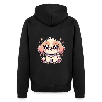 Super Cute Kawaii Baby Dog - Unisex Premium Bio Zip Hoodie - Schwarz - Hinten - Nico (187cm)