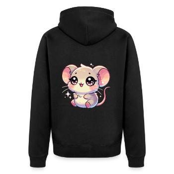 Super Cute Kawaii Baby Mouse - Unisex Premium Bio Zip Hoodie - Schwarz - Hinten - Nico (187cm)