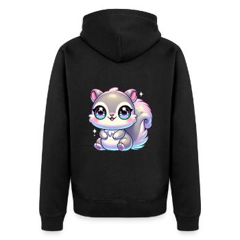 Super Cute Kawaii Baby Squirrel - Unisex Premium Bio Zip Hoodie - Schwarz - Hinten - Nico (187cm)