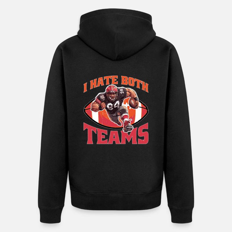 I Hate Both Teams 19 - Unisex Premium Bio Zip Hoodie - Schwarz