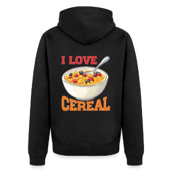 I Love Cereal 15 - Unisex Premium Bio Zip Hoodie - Schwarz - Hinten - Nico (187cm)
