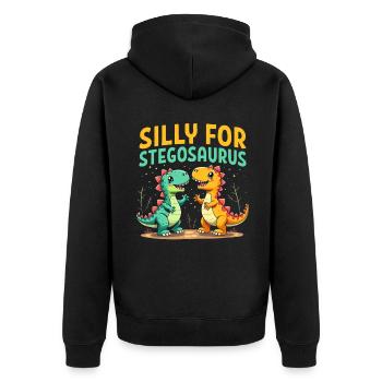 Dinosaur Party Decorations - Unisex Premium Organic Zip Hoodie - black - Back - Nico (187cm)