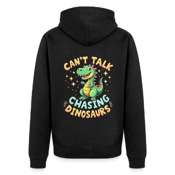 Dinosaur Party Decorations - Unisex Premium Organic Zip Hoodie - black - Back - Nico (187cm)
