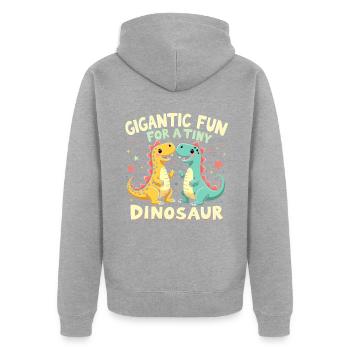 Dinosaur Party Decorations - Unisex Premium Organic Zip Hoodie - heather grey - Back - Nico (187cm)