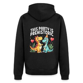 Dinosaur Party Decorations - Unisex Premium Organic Zip Hoodie - black - Back - Nico (187cm)