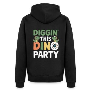 Dinosaur Party Decorations - Unisex Premium Organic Zip Hoodie - black - Back - Nico (187cm)