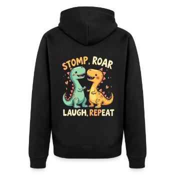 Dinosaur Party Decorations - Unisex Premium Organic Zip Hoodie - black - Back - Nico (187cm)