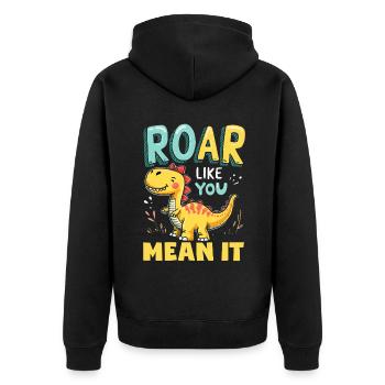 Dinosaur Party Decorations - Unisex Premium Organic Zip Hoodie - black - Back - Nico (187cm)