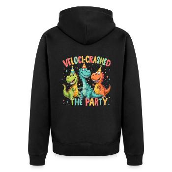 Dinosaur Party Decorations - Unisex Premium Bio Zip Hoodie - Schwarz - Hinten - Nico (187cm)