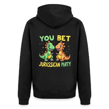 Dinosaur Party Decorations - Unisex Premium Organic Zip Hoodie - black - Back - Nico (187cm)