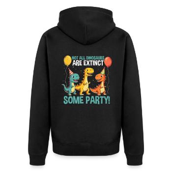 Dinosaur Party Decorations - Unisex Premium Organic Zip Hoodie - black - Back - Nico (187cm)