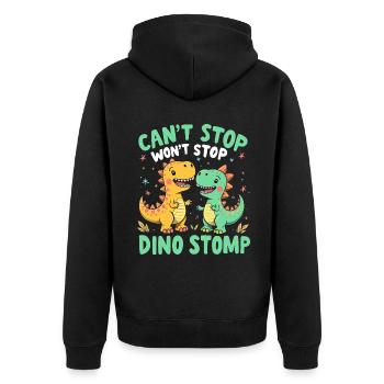 Dinosaur Party Decorations - Unisex Premium Organic Zip Hoodie - black - Back - Nico (187cm)