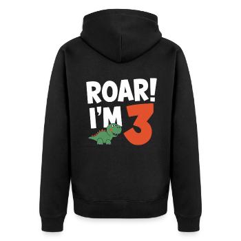 Dinosaur Party Decorations - Unisex Premium Organic Zip Hoodie - black - Back - Nico (187cm)