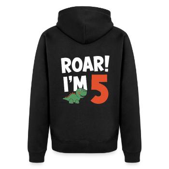 Dinosaur Party Decorations - Unisex Premium Organic Zip Hoodie - black - Back - Nico (187cm)