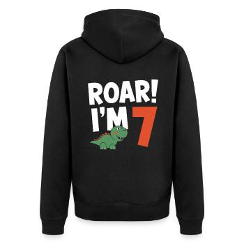 Dinosaur Party Decorations - Unisex Premium Organic Zip Hoodie - black - Back - Nico (187cm)
