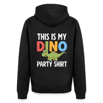 Dinosaur Party Decorations - Unisex Premium Organic Zip Hoodie - black - Back - Nico (187cm)