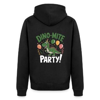 Dinosaur Party Decorations - Unisex Premium Organic Zip Hoodie - black - Back - Nico (187cm)