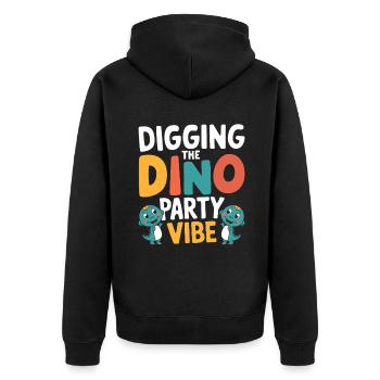 Dinosaur Party Decorations - Unisex Premium Organic Zip Hoodie - black - Back - Nico (187cm)