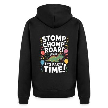 Dinosaur Party Decorations - Unisex Premium Organic Zip Hoodie - black - Back - Nico (187cm)