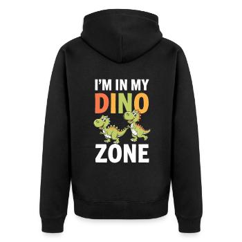 Dinosaur Party Decorations - Unisex Premium Organic Zip Hoodie - black - Back - Nico (187cm)