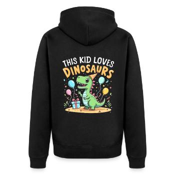 Dinosaur Party Decorations - Unisex Premium Bio Zip Hoodie - Schwarz - Hinten - Nico (187cm)