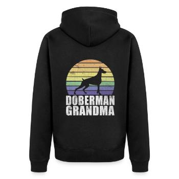 Doberman Gifts - Unisex Premium Bio Zip Hoodie - Schwarz - Hinten - Nico (187cm)
