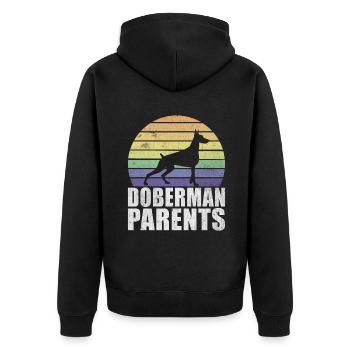 Doberman Gifts - Unisex Premium Bio Zip Hoodie - Schwarz - Hinten - Nico (187cm)