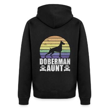 Doberman Gifts - Unisex Premium Bio Zip Hoodie - Schwarz - Hinten - Nico (187cm)