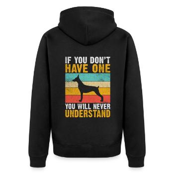 Doberman Gifts - Unisex Premium Bio Zip Hoodie - Schwarz - Hinten - Nico (187cm)