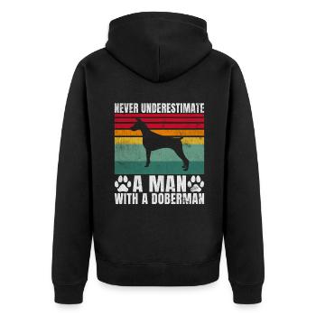 Doberman Gifts - Unisex Premium Bio Zip Hoodie - Schwarz - Hinten - Nico (187cm)