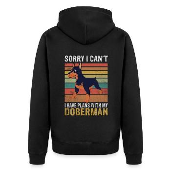 Doberman Gifts - Unisex Premium Bio Zip Hoodie - Schwarz - Hinten - Nico (187cm)