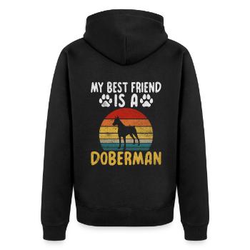 Doberman Gifts - Unisex Premium Bio Zip Hoodie - Schwarz - Hinten - Nico (187cm)