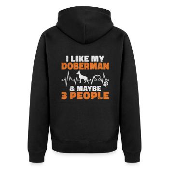 Doberman Gifts - Unisex Premium Organic Zip Hoodie - black - Back - Nico (187cm)