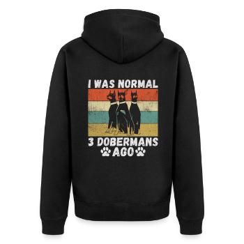 Doberman Gifts - Unisex Premium Bio Zip Hoodie - Schwarz - Hinten - Nico (187cm)