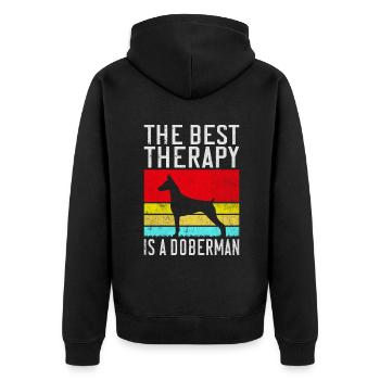Doberman Gifts - Unisex Premium Bio Zip Hoodie - Schwarz - Hinten - Nico (187cm)