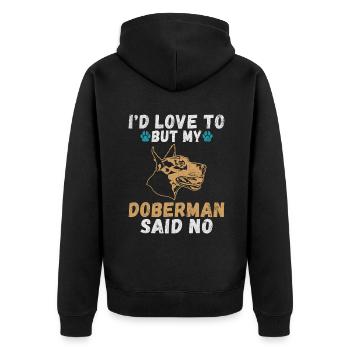 Doberman Gifts - Unisex Premium Bio Zip Hoodie - Schwarz - Hinten - Nico (187cm)