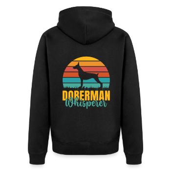 Doberman Gifts - Unisex Premium Bio Zip Hoodie - Schwarz - Hinten - Nico (187cm)