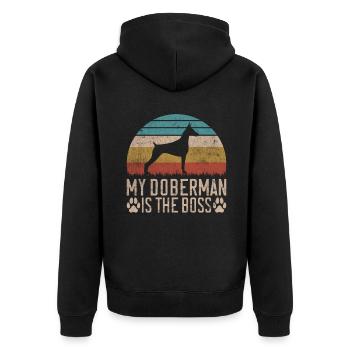 Doberman Gifts - Unisex Premium Organic Zip Hoodie - black - Back - Nico (187cm)