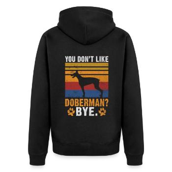Doberman Gifts - Unisex Premium Bio Zip Hoodie - Schwarz - Hinten - Nico (187cm)