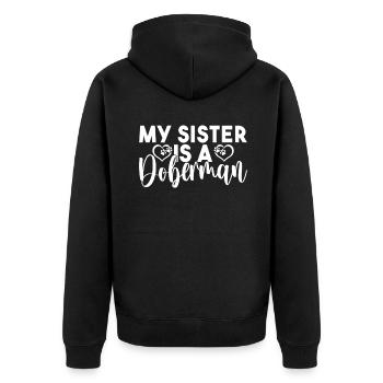 Doberman Gifts - Unisex Premium Bio Zip Hoodie - Schwarz - Hinten - Nico (187cm)