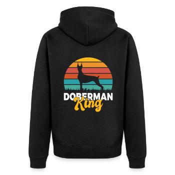 Doberman Gifts - Unisex Premium Bio Zip Hoodie - Schwarz - Hinten - Nico (187cm)